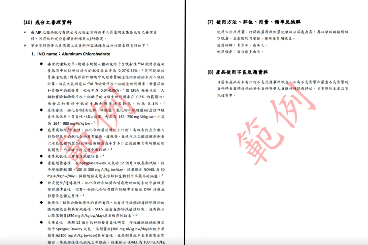 PIF 認證:毒理資料與不良反應